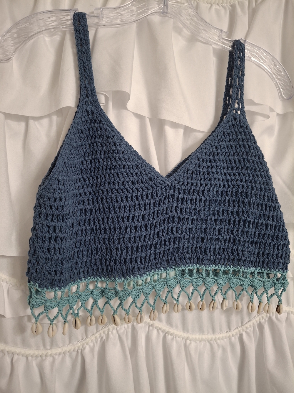 NWT Travida Boho Crochet Shell-Trim Crop Top Size L